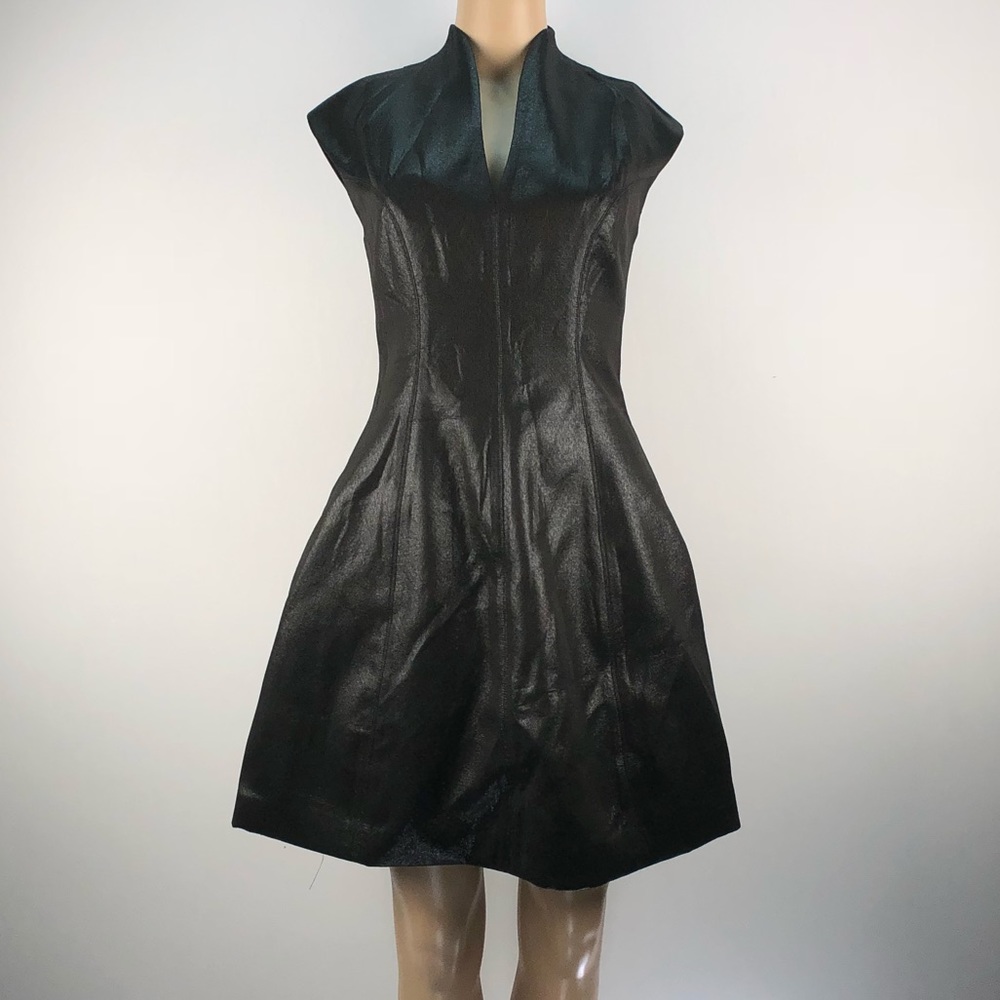 NEW Halston Heritage cap sleeve metallic dress